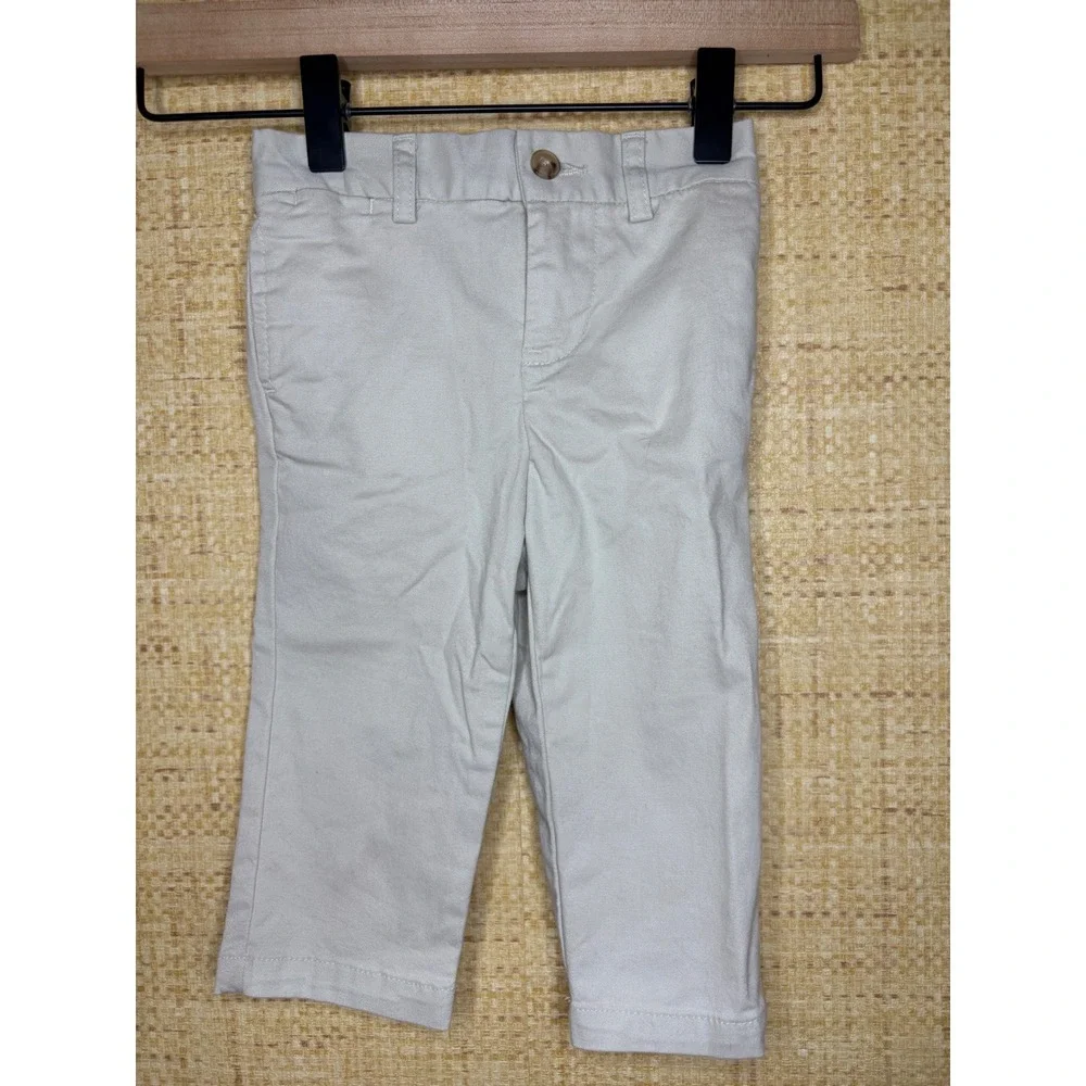 Ralph Lauren Baby Boys Beige Chino Pants 12M Elastic Back Pony Logo Trousers